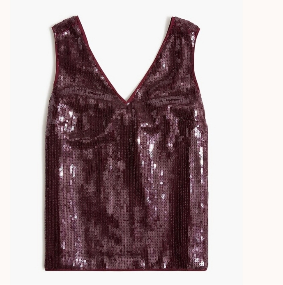 J. Crew Factory Burgundy Sequin Tank Top